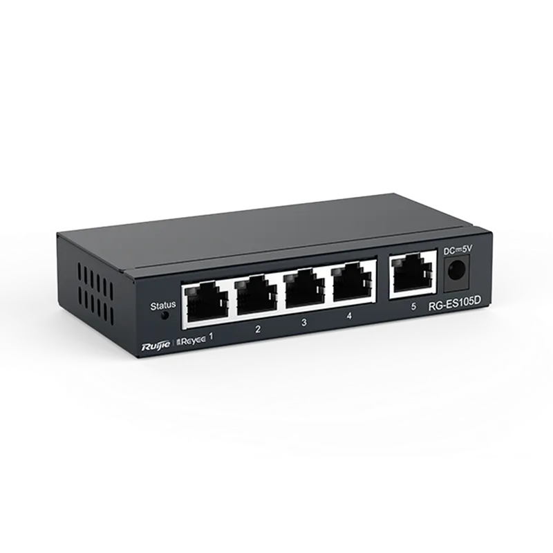 Reyee RG-ES105D 5 Portlu, 10/100 Fast Ethernet, Tak Çalıştır Switch, Metal Kasa