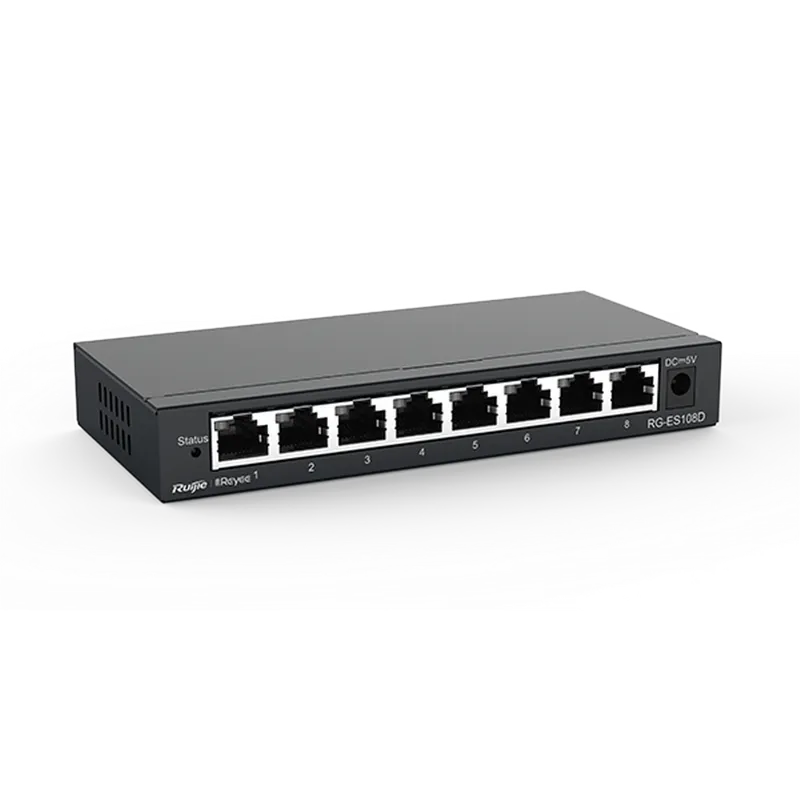 Reyee RG-ES108D 8 Portlu, 10/100 Fast Ethernet, Tak Çalıştır Switch, Metal Kasa