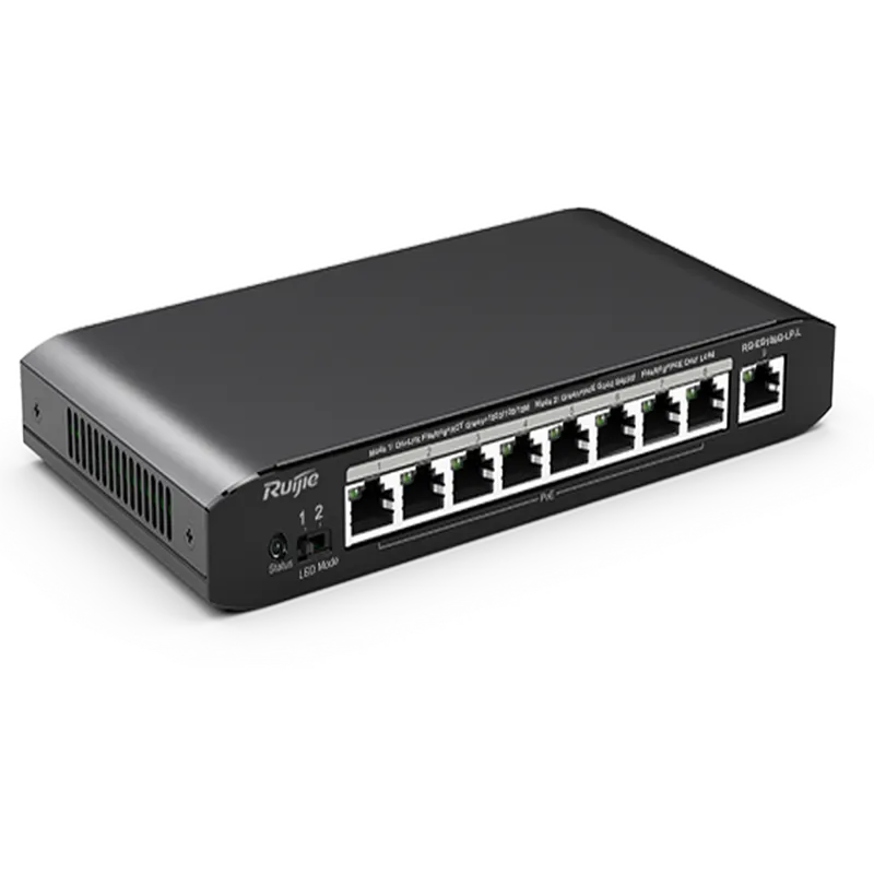 Reyee RG-ES109G-LP-L 9 Portlu, 10/100/1000 Gigabit, Tak Çalıştır Switch, 8 Port PoE+ (54W)