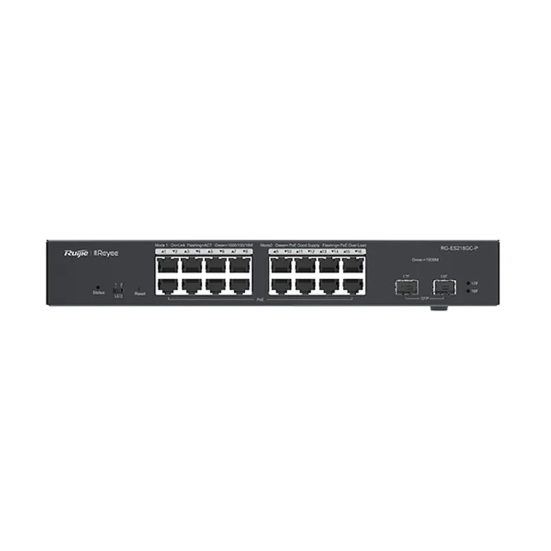 Reyee RG-ES218GC-P 16 Portlu, 10/100/1000 Gigabit, Yönetilebilir Switch, 2 SFP, 16 Port PoE+ (240W)